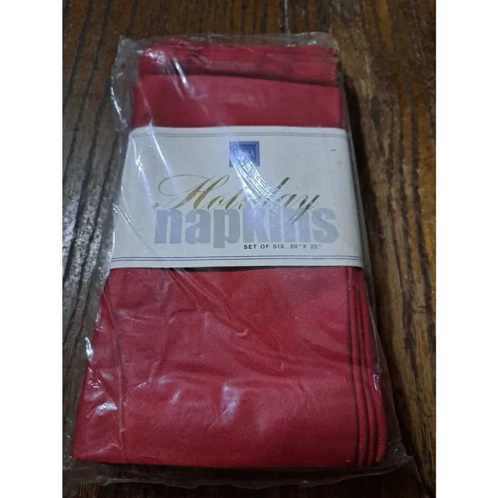 New Mikasa Set 6 Red Holiday Christmas Fabric Napkins Party Wedding Formal Table